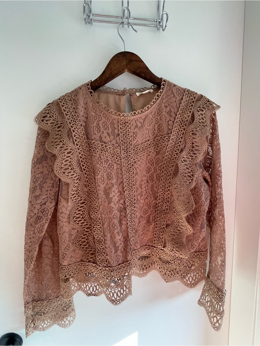 Lace Ruffle Blouse size L